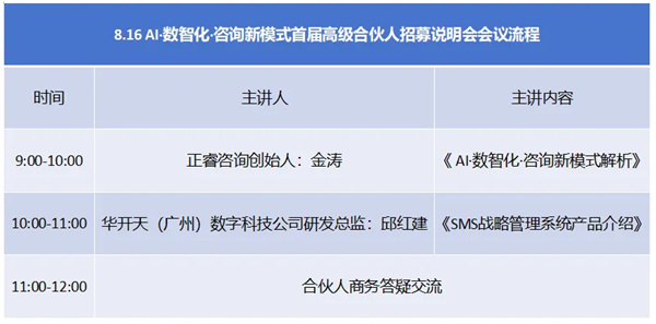 AI·數(shù)智化·咨詢新模式首屆高級合伙人招募說明會震撼來襲！